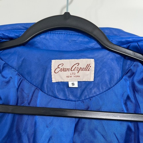 Blue Leather Jacket Women's Size Small Evan Arpelli Lambskin Coat Buttery Soft - Picture 9 of 18