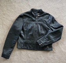Mixit Genuine Leather, Womens Leather Jacket Coat Front Zip Racer Black Size 8
