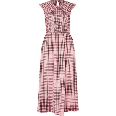 River Island Gingham Midi Dress with Collar in Pink size NWT ASOS Sarah  Jossel UK