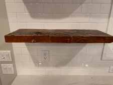 Reclaimed 40"x 10" x 2" Vintage White Pine Easy Install Floating Shelf