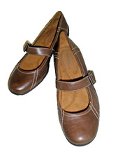 NATURALIZER NAT. SOUL BROWN LEATHR COMFORT MARY JANES SLIDES Flats LOAFERS 9M