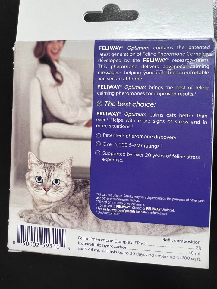 Kit difusor de feromonas calmante Feliway Optimum Cat 30 días EXP 2026 3105 Foto 2 de 4