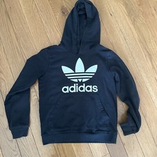 Adidas Trefoil Pullover Hoodie, Youth Medium 11-12, Black, Cotton Blend