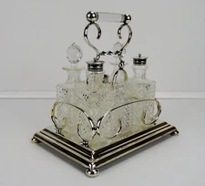 Antique 6 Piece Silver Plated Cruet Set by Barnett Henry Abrahams of England