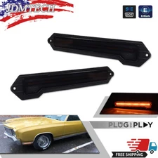 For 1970-72 Chevrolet Monte Carlo Smoke Front Bumper Side Marker Lights Set of 2
