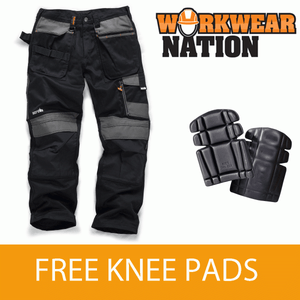 SCRUFFS 3D TRADE CARGO TROUSERS BLACK CORDURA COMBATS w// FREE BEANIE OFFER