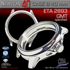 WATCH CASE NESTOR FIT MOVEMENT ETA-2893-2GMT,  40 MM, ST.STEEL,SAPPHIRE CRYSTAL