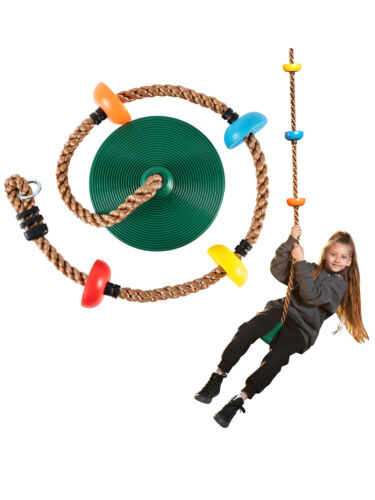 JOYIN-TURFEE Kids Tree Swing Single Disc Seat Climbing Rope Outdoor Accessories