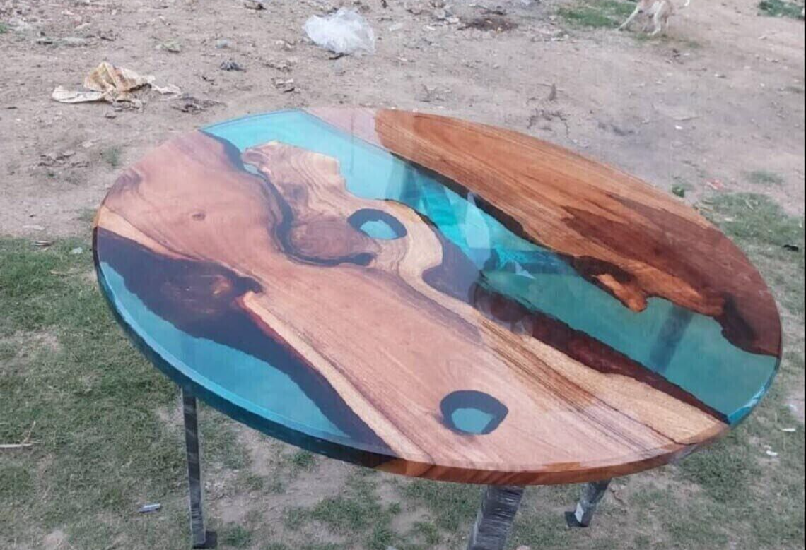 36 Inch Epoxy Wooden Handmade Modern Table Top Decor Furniture