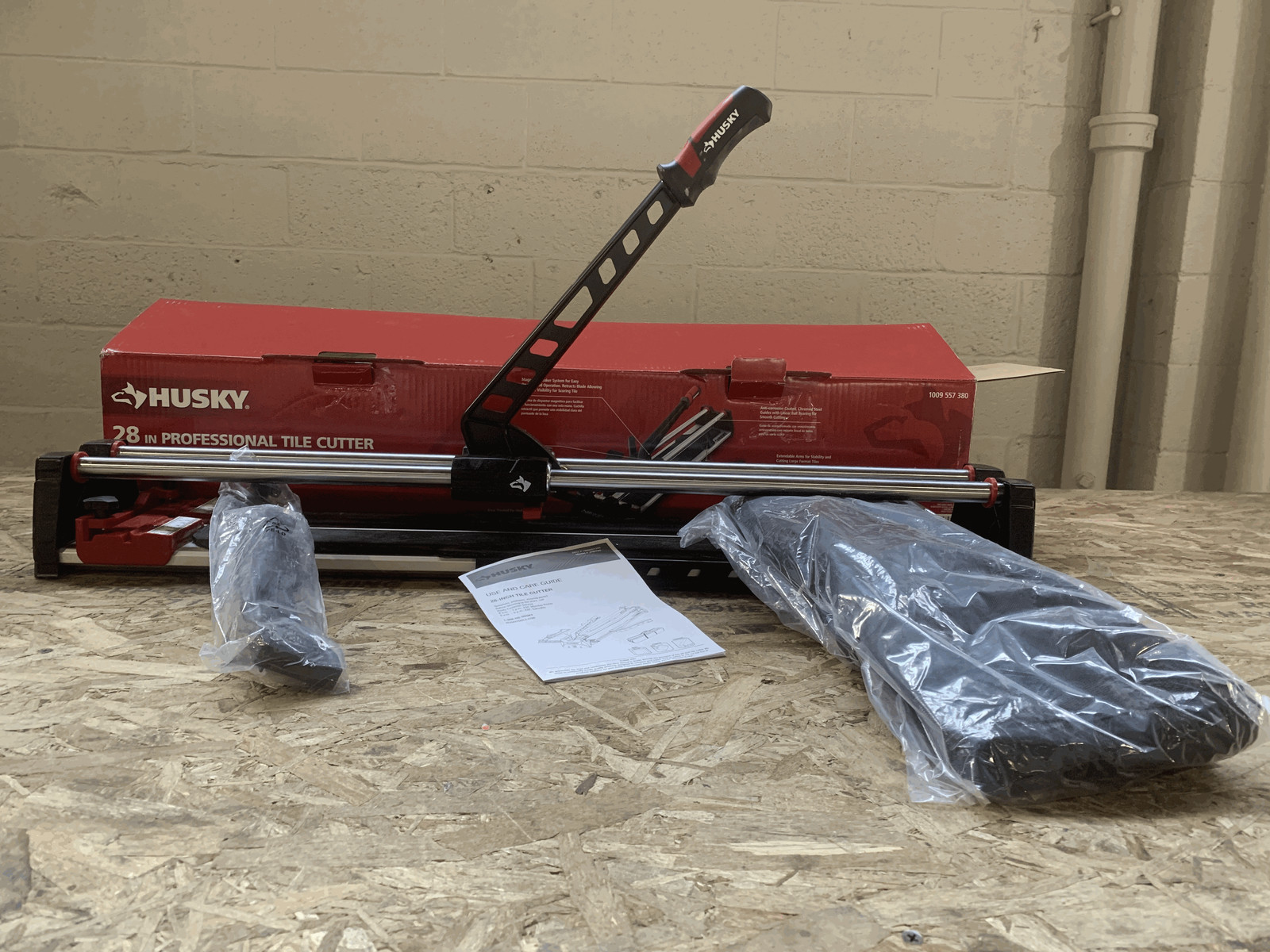 Husky 28 in. Tile Cutter with Tungsten Carbide Blade and Adjustable Gauge