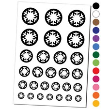 Snowflake in Circle Winter Snowing Temporary Tattoo Set