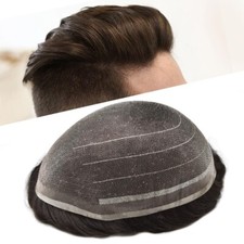 Mens Toupee Lace Hair System Hairpieces Human Hair Replacement Welded 8x10