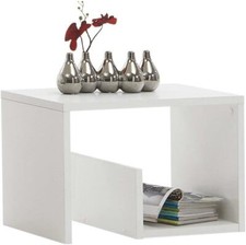 FMD Mobel Mike Wooden Melamine-Coated White Modern Rectangular Side Table