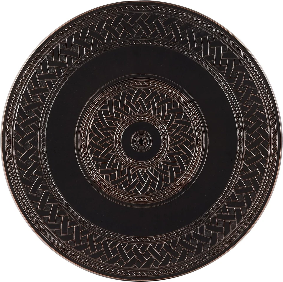 Mesa de fuego Oakland Living 34" aluminio fundido libre de óxido redonda cobre con cubierta Foto 3 de 4