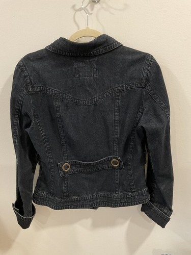 Live A Little Dark Denim Jacket Industrial Look Size Small - Picture 4 of 8