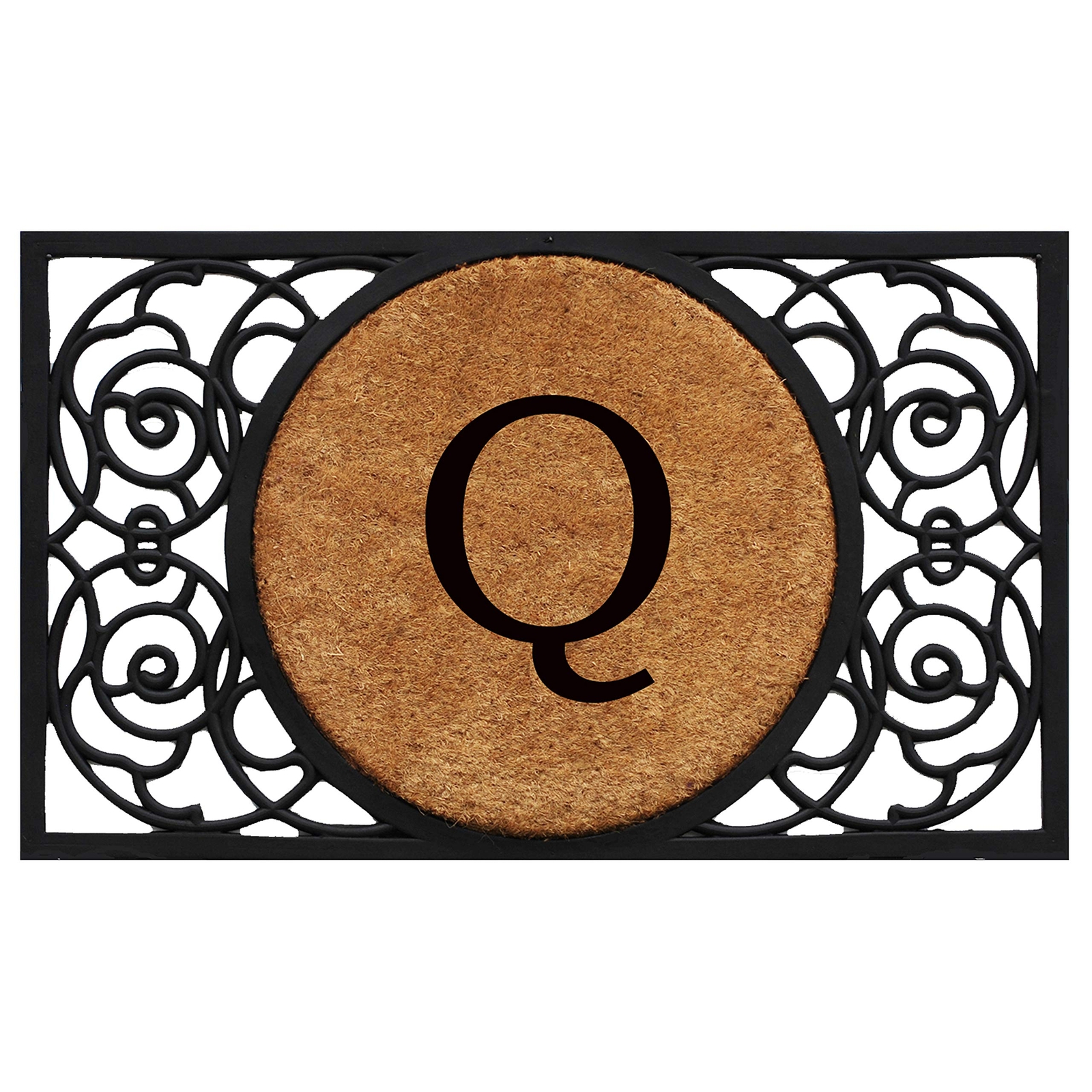 180031830Q Armada Circle Monogram Doormat 18x30 Letter Q Design