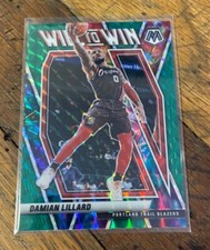 2020-21 Panini Mosaic Damian Lillard Will To Win Green Prizm Insert Blazers No.2