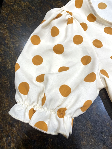 Originality by La La Land Creative Polka Dot Cropped Ruffle Top Blouse XS NWT - Picture 5 of 10