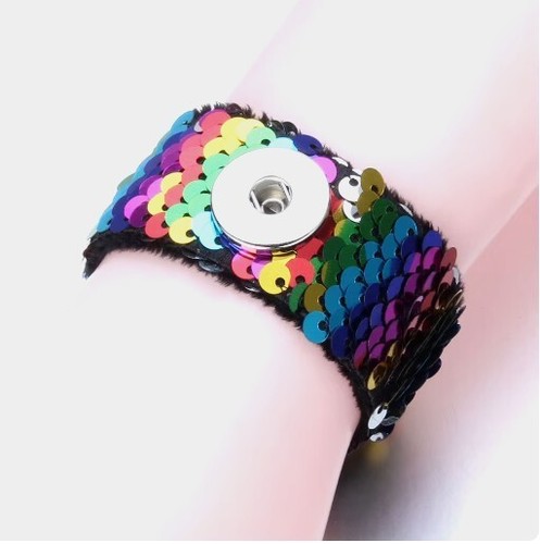 Snap Jewelry Slap Bracelets Reversible Glitter Kids Gift Party Favor Sequin 3pc - Picture 3 of 5