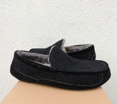 UGG BLACK ASCOT WOOL COMFORT SLIPPERS, MEN US 13/ EUR 46 ~ RUN SMALL ~NIB
