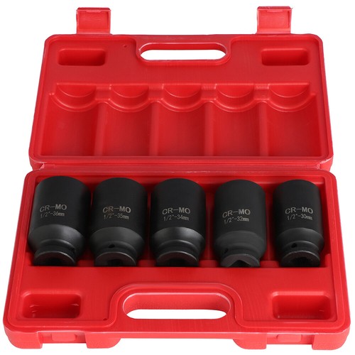 1/2'' Deep Spindle Axle Nut Socket Set 12 Point 30mm 32mm 34mm 35mm 36mm 5pcs - 第 6/8 張圖片