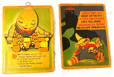 50's Vintage Humpty Dumpty  Jack  Jill Wooden Pictures 3D Nursery Rhyme Decor