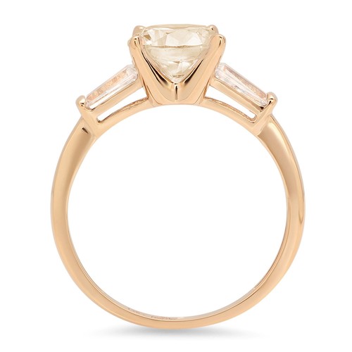 2Ct Round Cut Natural Morganite Three Stone Engagement Ring, 14K Yellow Gold - Picture 11 of 11
