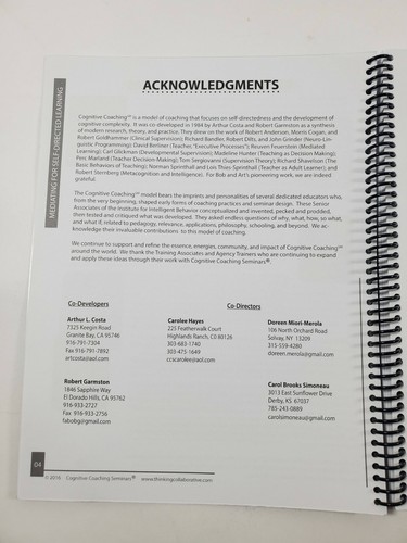 Cognitive Coaching Seminars Foundation Training Learning Guide 10th Edition 2016 - Imagen 3 de 6