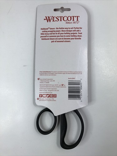 Westcott Holiday Scissors 8-inch Christmas Plaid Snowflake - Picture 5 of 6