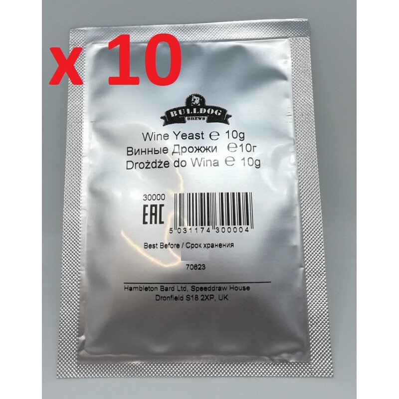 10 x  Wine Yeast 10g Bulldog Brews Fast Free P&P UK
