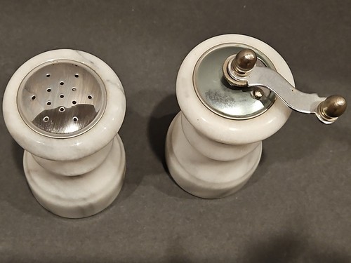 Genuine Marble Salt Shaker & Pepper Grinder Mill by Gailstyn Sutton - Picture 2 of 4