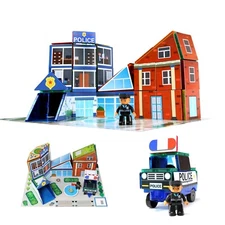 142 Pieces Magnetic Tiles Building Blocks Police Station Themed Kids Toys Gifts