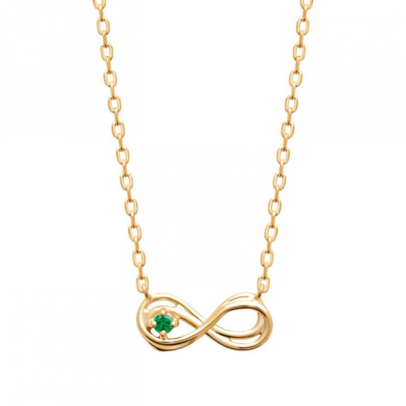 Collier infini pierre verte femme en Plaqué Or 18 carats 750/1000