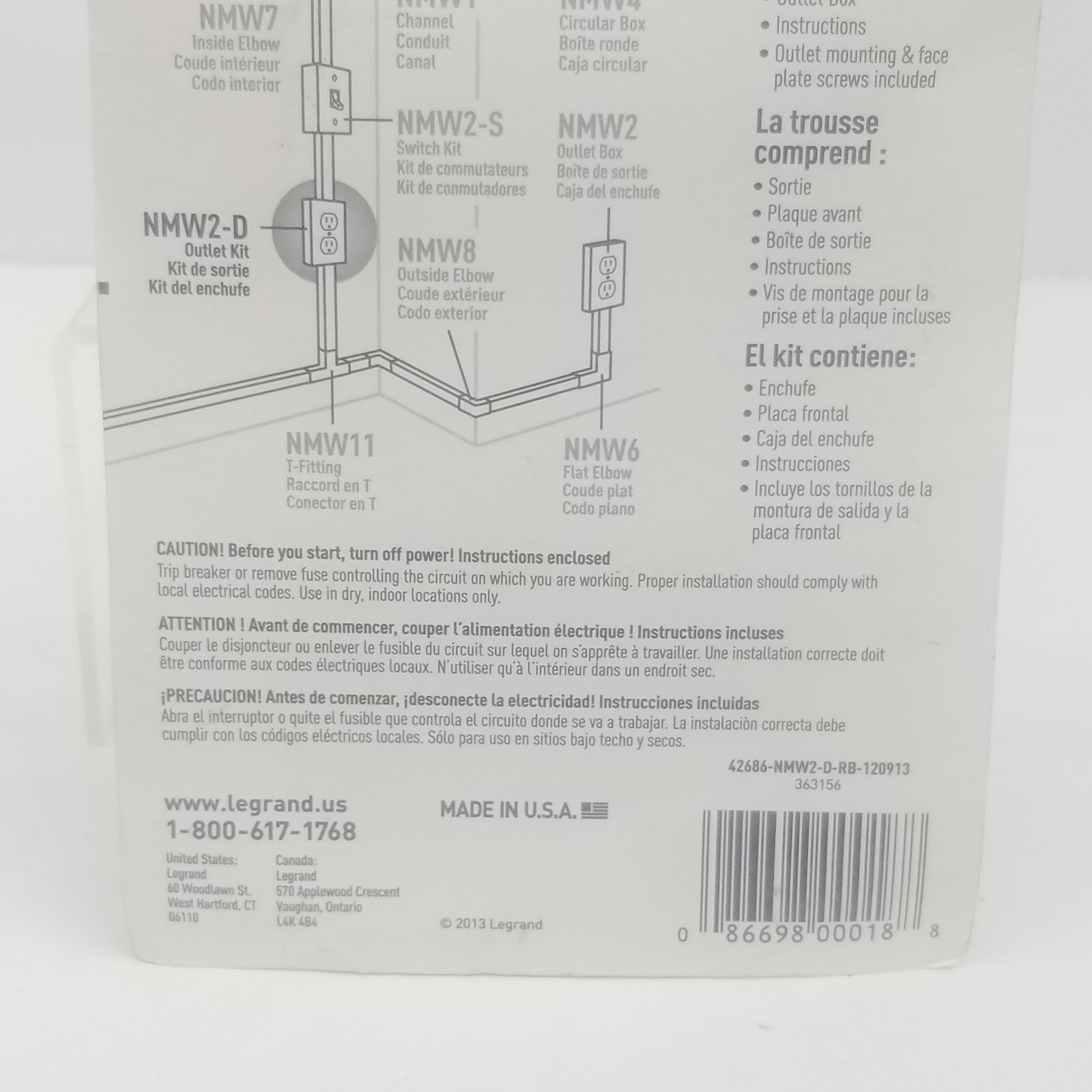 Legrand Wiremold On Wall White PVC 1 Inch Outlet Box Kit NMW2 D New eBay
