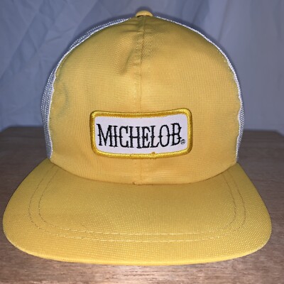 Vintage Beer Trucker Hats Michelob Beer Vintage Yellow SnapBack