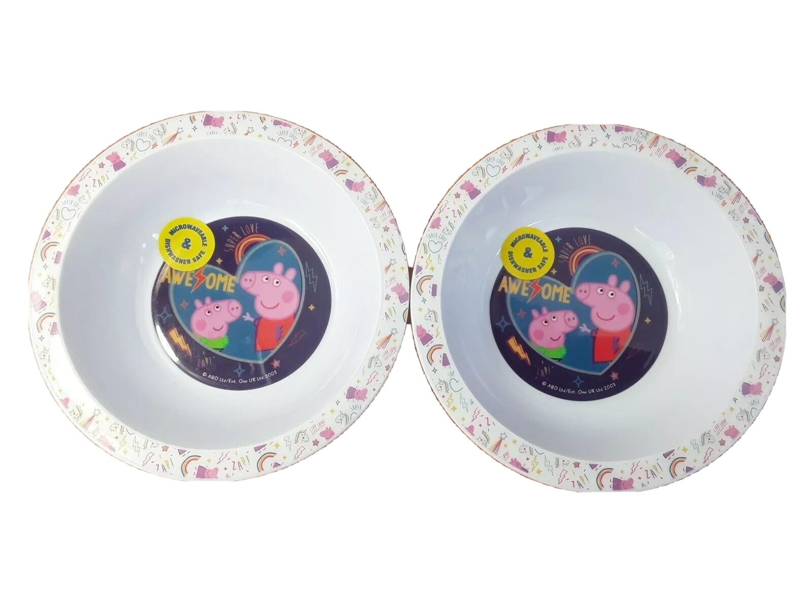 Peppa Pig Plastic Childs  Bowl Set of 2  ""Awesome""