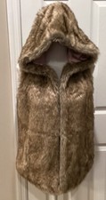 Abercrombie Kids Vegan Fur Hooded Vest Pink Satin Lined Girls Size 15/16