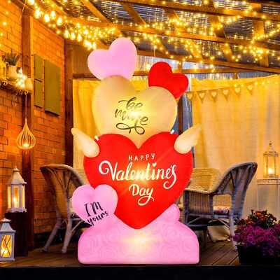 6.5 Foot Valentine's Day Inflatable Sweet Heart Blow Up Giant Love Heart Grou...