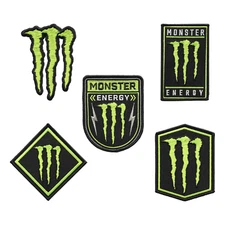 Monster Energy Patch Set – 5 Pack Embroidered Iron-On Biker MX Motocross 2025