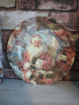Weihnachtsmann Teller handverziert 8,5 cm Upcycling Unikat ABVERKAUFSPREIS