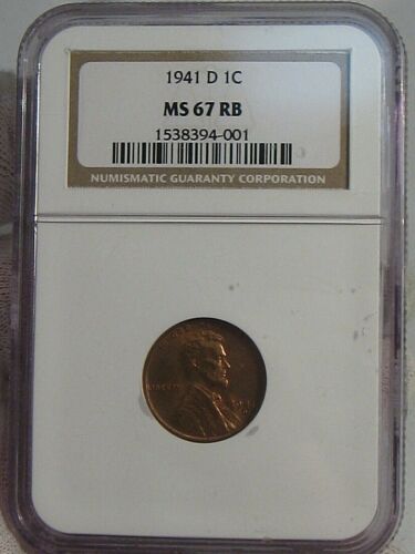 BU GEM 1941-D Lincoln Wheat Penny NGC MS67RB. #36 - Photo 1/6