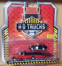 1:64 Greenlight Black Shelby Cobra 427 S/C w/ Red Ford F-350 Ramp Truck