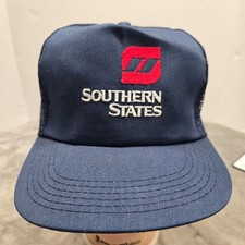 Vintage Southern States Trucker Hat Navy Blue Mesh Snapback Made in USA Cap