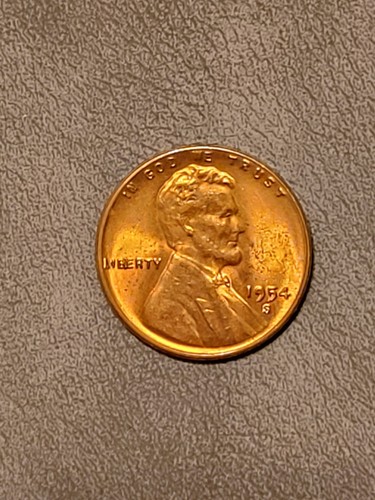 MS 1954D DOUBLE DIE CHIP ERROR WHEAT CENT RED LUSTER- RARE - Picture 5 of 6