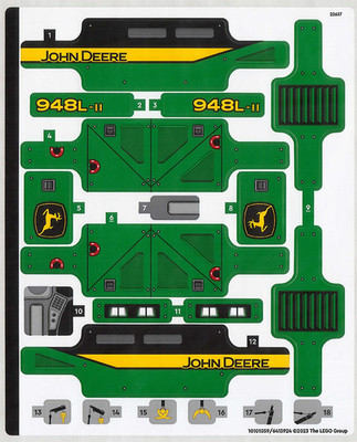 LEGO STICKER SHEET 42157 JOHN DEERE 948L-II SKIDDER From Set New & Genuine
