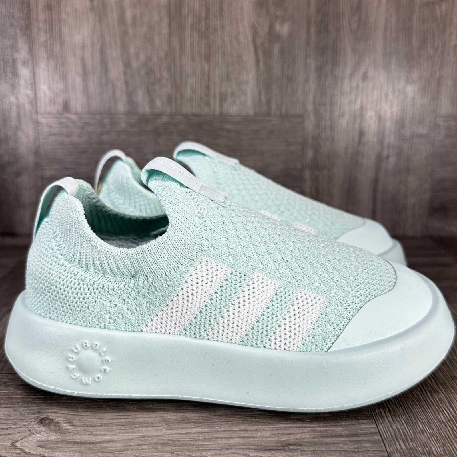 Adidas Bubblecomfy I Kids Size 10K Mint Green SlipOn Running Sneakers NEW JR5039