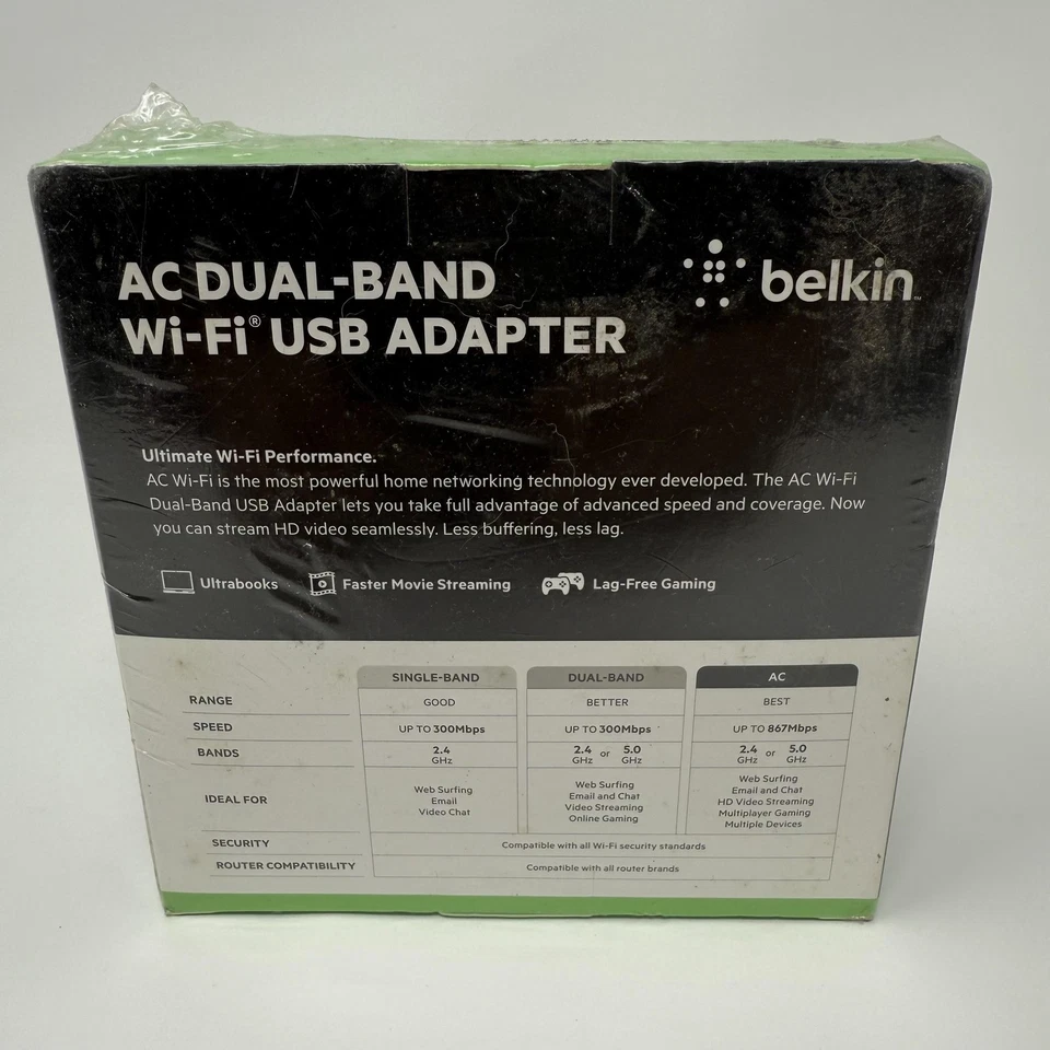 Belkin AC Dual-Band Wi-Fi USB Adapter 867Mbps USB 3.0 Wireless Network - Image 2 of 4