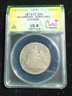 1873 CC SEATED LIBERTY HALF DOLLAR NO ARROWS ANACS VG 8 DETAILS SCRTCHED CLEANED
