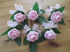 6 PINK  Wedding Guest Buttonholes available Foam Roses Dulux