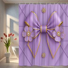 Elegant Purple Floral Shower Curtain with Gold Accents